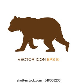 Silhouette bear. Wild nature. Logo. Vector illustration. Brown bear.