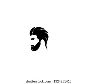 Silhouette of a bearded man, hipster style . Barbershop emblem.- Vector
