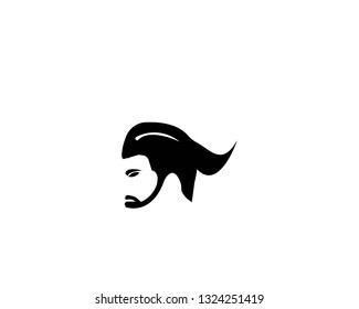 Silhouette of a bearded man, hipster style . Barbershop emblem.- Vector
