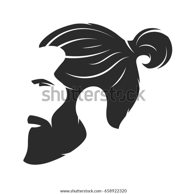 Silhouette of a bearded man,
hipster style. Barber shop emblem. Fashion badge label. Vector
illustration.