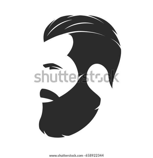 Silhouette Bearded Man Hipster Style Barber Stock Vector 