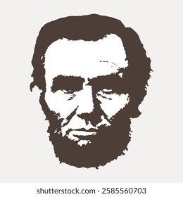 Silhouette of a bearded man with a serious expression. The image features a prominent beard and a distinct hairstyle, emphasizing the facial features. Vintage art illustration, vector.