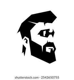 silhouette of a bearded man wearing glasses logo vector