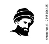 silhouette of a bearded man wearing a turban logo vector