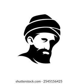 silhueta de um homem barbudo vestindo um vetor de logotipo de turbante