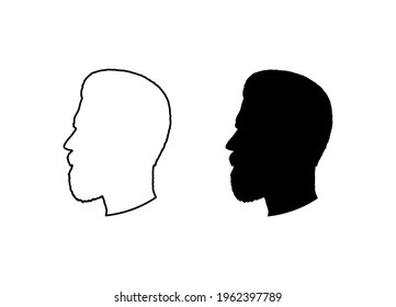 silhouette of a bearded man's head
