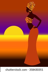 silhouette of a beautiful African woman