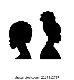 silhouette of beautiful african women. Women face silhouette. Womens History Month. Women's day