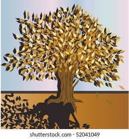 A silhouette of a beautiful autumn tree. Vector illustration.