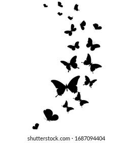 Silhouette Beautiful Butterflies Isolated On White Stock Vector ...