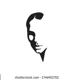 Die Silhouette eines schönen Diva. Logo-Design in Form eines schönen Mädchens. Logo für die Marke, Salon. Poster und Cover für ein Buch. Eleganz. Das Symbol der Schönheit. Vektor-Abbildung