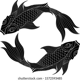 silhouette a beautiful and elegant pisces zodiac sign vector