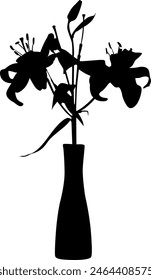 Silhouette a beautiful flower vase