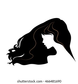 silhouette of a beautiful girl with flying long hair. vector illustration. part of collection. good for your design