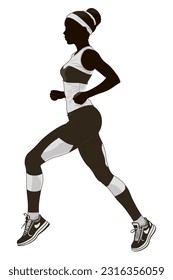 Silhouette of a beautiful girl running