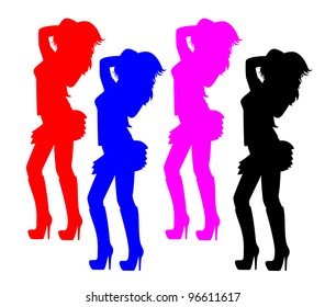 silhouette of a beautiful girl in shoes with heels