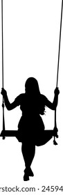 Silhouette a beautiful  girl swinging