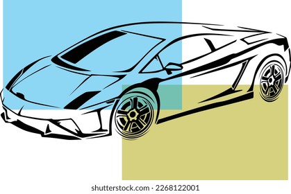 silhouette of beautiful luxury sport cars 