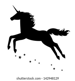 Silhouette of a beautiful  magical unicorn.