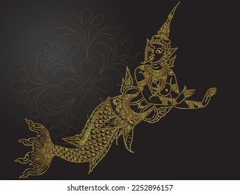 silhouette of beautiful mermaid vector