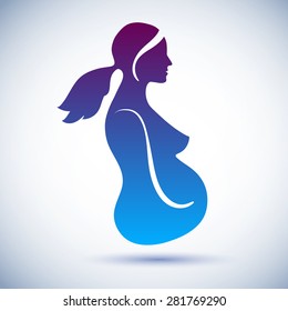 silhouette of a beautiful pregnant woman. the concept of health and maternity. vector illustration