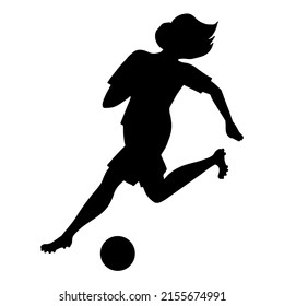 Silhouette Beautiful Running Woman Soccer Player Stock Vector (Royalty ...