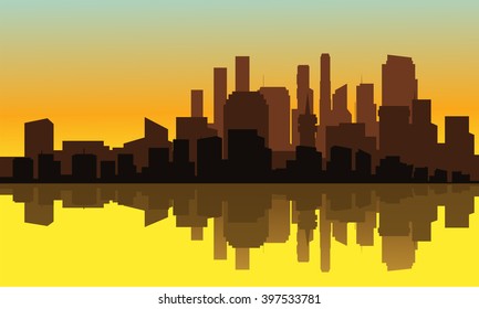 Silhouette of a beautiful suburb