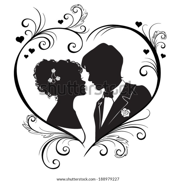 Silhouette Beautiful Wedding Couples Isolated On Stock Vector Royalty Free