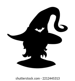 Silhouette Beautiful Witch Girl Hat Isolated Stock Vector (Royalty Free ...