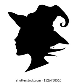 Silhouette Beautiful Witch Girl Pointy Hat Stock Vector (Royalty Free ...