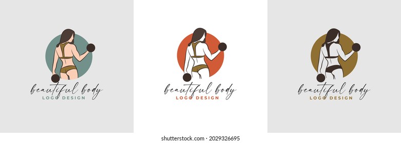 Silhouette of beautiful woman body vector illustration. Beautiful curvy woman body line art illustration Simple girl body logo design for health spa and beauty and fitness body care emblem and bikini 