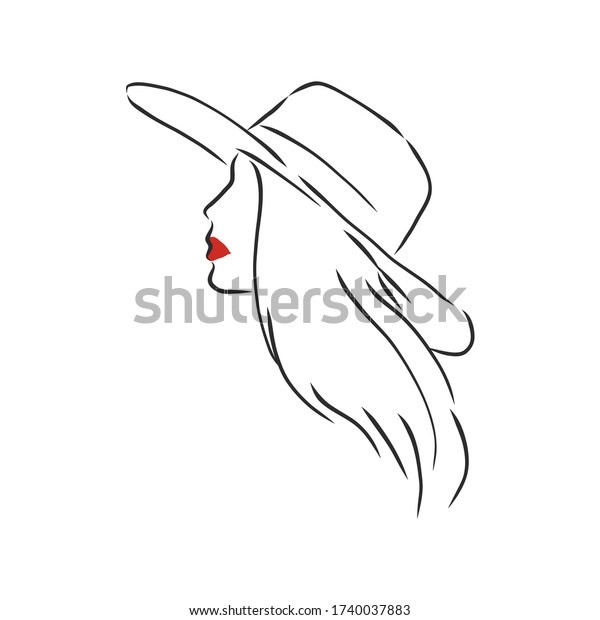 Silhouette Beautiful Woman Elegant Hat Vector Stock Vector Royalty Free 1740037883 Shutterstock 1447