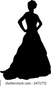 silhouette of beautiful woman in gown vector