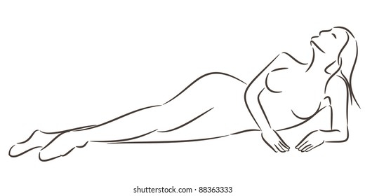 Silhouette Of A Beautiful Woman Laying Down