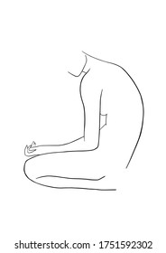 Silhouette of beautiful woman in outline style. Vector.