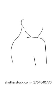 Silhouette of beautiful woman in outline style. Vector