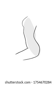 Silhouette of beautiful woman in outline style. Vector.
