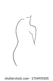 Silhouette of beautiful woman in outline style. Vector.