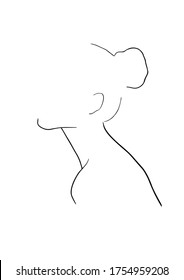 Silhouette of beautiful woman in outline style. Vector.