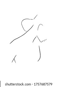 Silhouette of beautiful woman in outline style. Vector.

