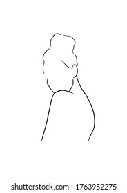 Silhouette of beautiful woman in outline style. Vector.