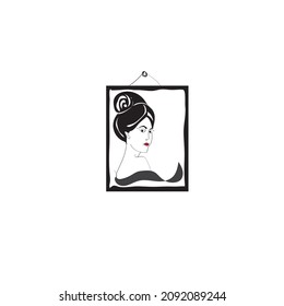 the silhouette of the beautiful woman in the photo figure illustration icon vector