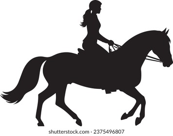 silhouette of a beautiful woman riding horse vector