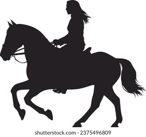 silhouette of a beautiful woman riding horse vector