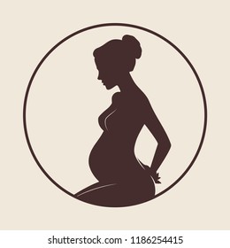 Silhouette of beautiful young pregnant woman vector illustration.