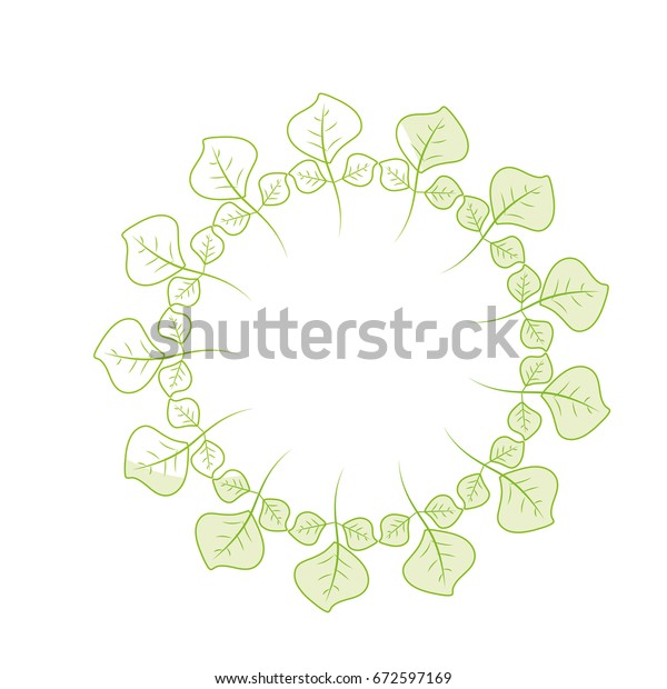 Silhouette Beauty Circle Leaves Decoration Design Stock Vector