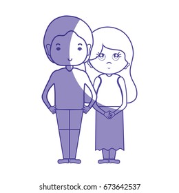 silhouette beauty couple together with hairstyle design