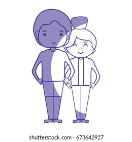 silhouette beauty couple together with hairstyle design