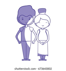 silhouette beauty couple together with hairstyle design