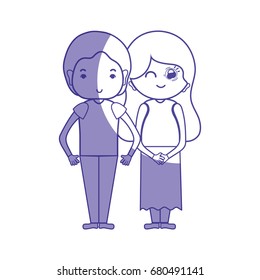 silhouette beauty couple together with hairstyle design